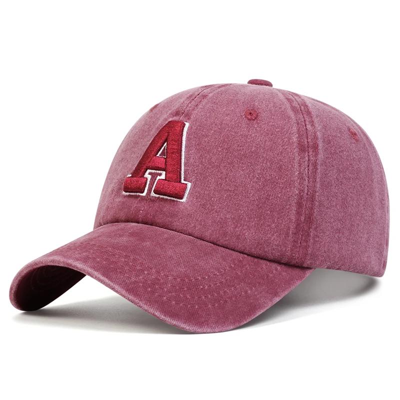 Unisex A Letter Embroidery Wash Baseball Caps Spring and Autumn Outdoor Adjustable Casual Hats Sunscreen Hat Sports Cap