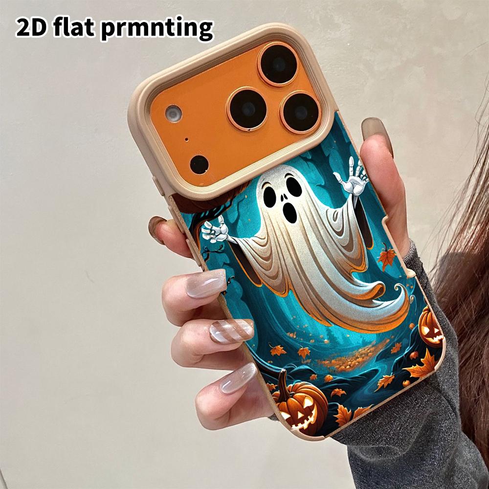 Phone Case: 2D Flat Lambskin Suitable for iPhone 18, 17, 16, 15, 14, 13 Pro Protective Cases, Ghost and Pumpkin, Christmas and Halloween Gifts