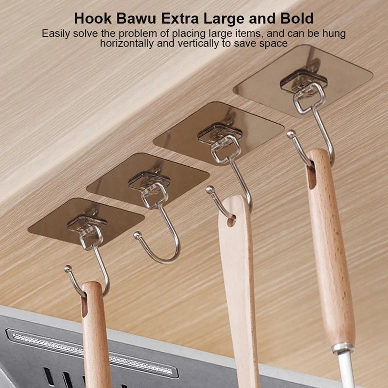 Large Sticky Hook Wall Hook Transparent Gold Seamless Stainless Steel Hook