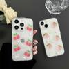 Cherry and Peach Mobile Phone Case Is Suitable for Apple 17Promax Glitter Pearl Iphone16 Bow Tie Transparent Women's Model.