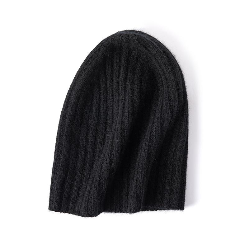 Women 100% Pure Cashmere Beanie Hat Rib Knit Slouchy Fit Winter Warm Soft Skullies Cap Cold Weather Accessory