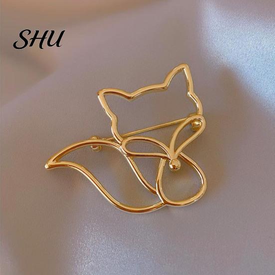 Hat Decoration Pin Women Brooch Hollow Fox Decor Stainless Exquisite Anti-slip Wear-resistant Coat Collar Scarf Clothes Garment Jewelry