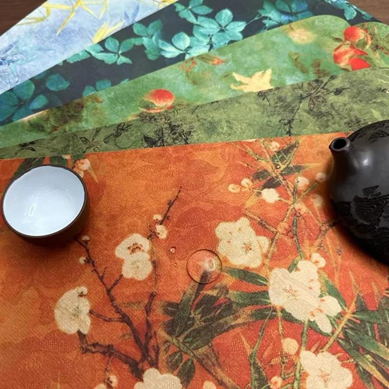 Chinese-Style Retro Zen-Inspired Double-Sided Waterproof And Non-Slip Tea Table Mat, Dry Brewing Mat, Long Table Runner