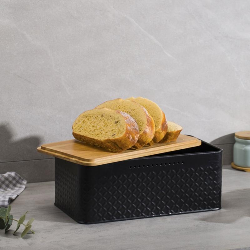 Kitchen Bread Storage Box Tall Bread Holder with Lid Large Metal Bread Organizer Cases Bread Loaf Storage Container