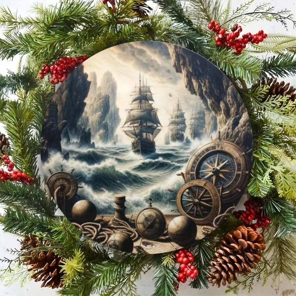 Vintage Nautical Metal Wall Art HD Print Waterproof Durable Iron Rustic Home Decor