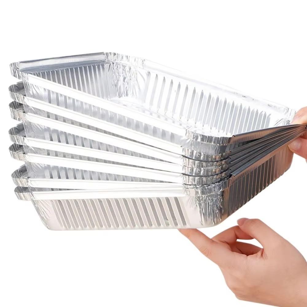 10/20/30pcs Square Food Container Bowl Disposable Tin Foil Tray  For Baking Roasting