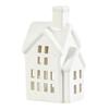 Ceramic House Decor Shape Candle Holder, White Hollow Tea Light Holder Durable Craft Gift Ornament, Artistic Miniature Figurine for Christmas