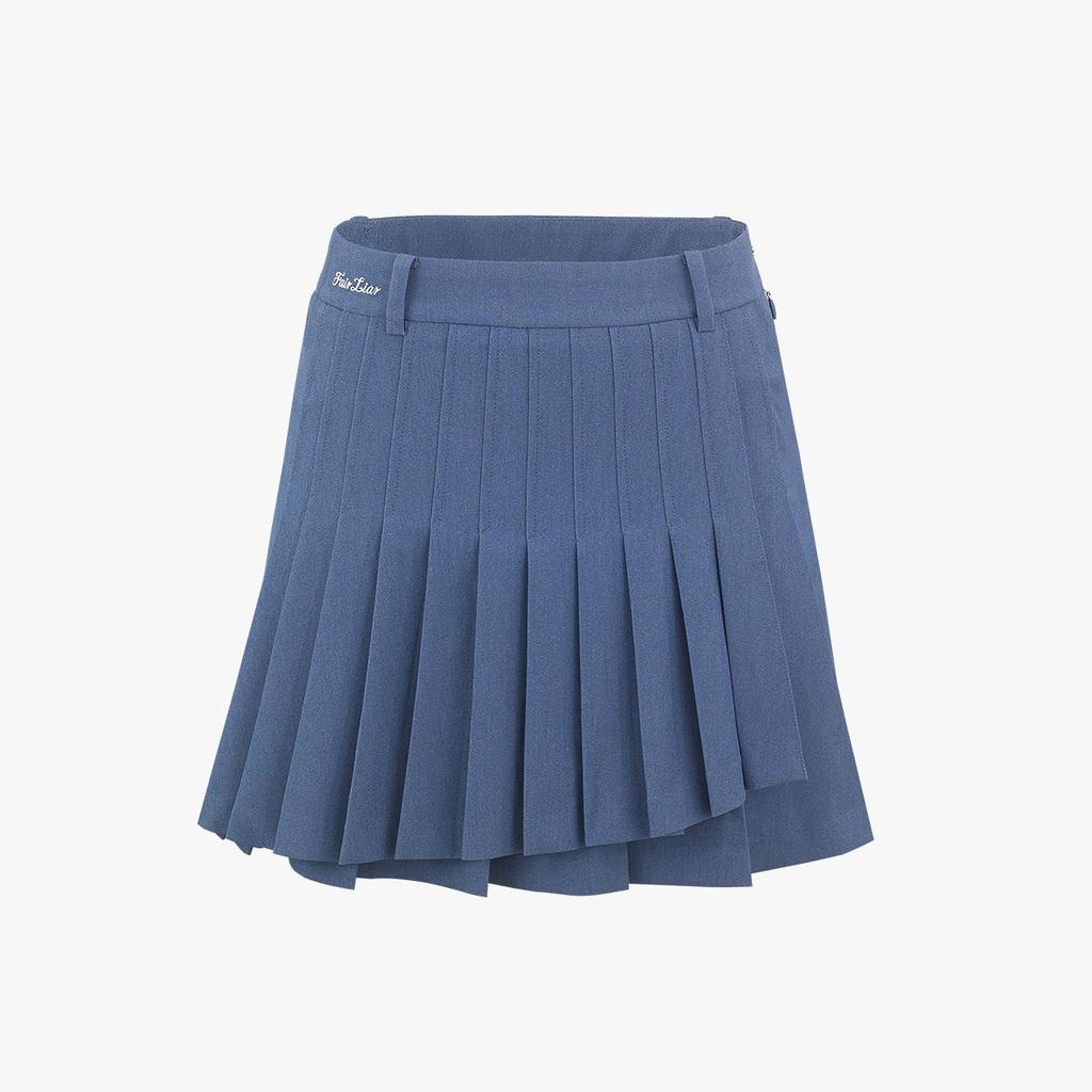 FAIRLIAR GOLF Asymmetrical Wrap Pleated Skirt (Blue)