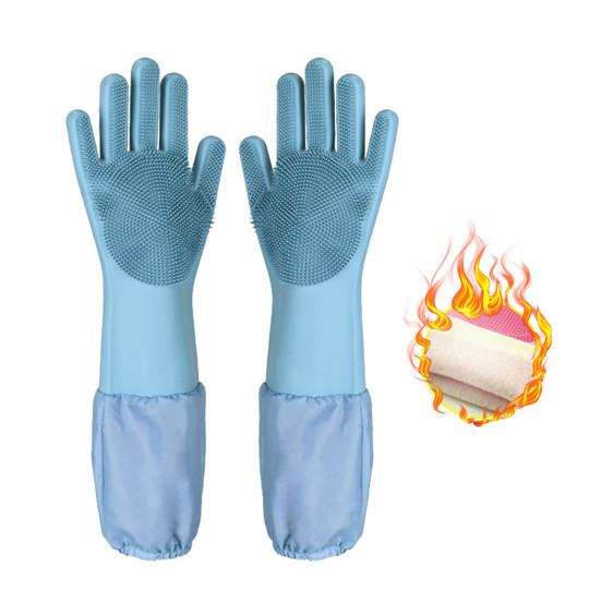 1 Pair Housework Gloves Silicone Cleaning Gloves with Anti-Slip Texture