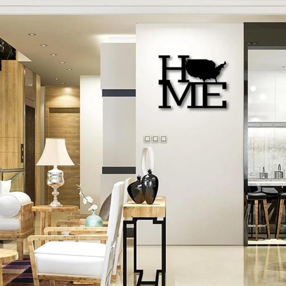 Metal Home Sign USA - Wall Décor with Silhouette of America, Stylish Metal Wall Hanging, and Elegant Wall Hanger for Home