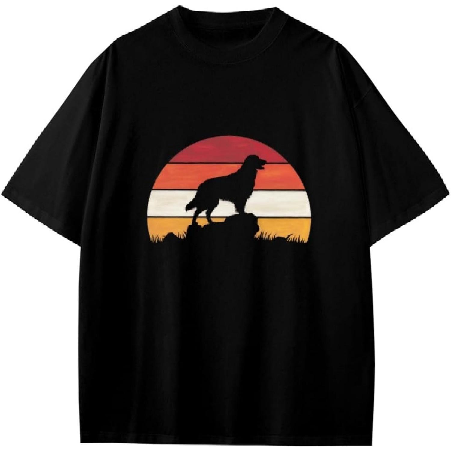 

Силует Ретро Золотистий ретривер Домашній собака Хлопчики Дівчата Підлітки Футболка Аніме Подарунок XXXXXL різнокольоровий