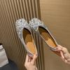 Fashion Soft Leather Fairy Wind Silver Rhinestone Mary Jane Shoes Women's Spring 2025 New Flat Bottom with Skirt Single Shoes