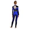 Kids Gymnastics Costume Color Block Bodysuit Mock Neck Long Sleeve Shiny Rhinestones Back