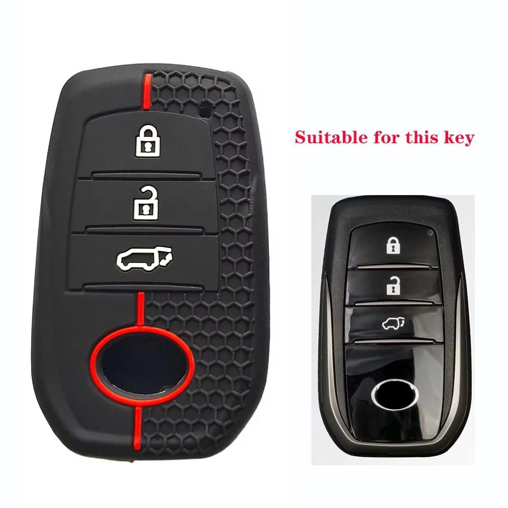 3 Buttons Silicone Car Key Holder Shell Case Cover Keychain For Toyota Corolla Hatchback Yaris Cross Hilux Lc200 Lc250 Lc300