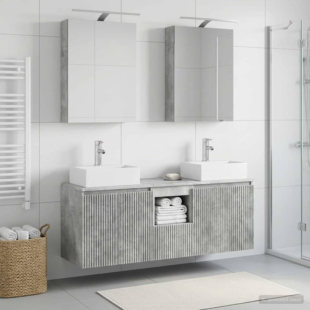 Bathroom Cabinet Set 5 pcs Concrete Grey Wood Based Material