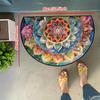Colorful Ethnic Style Flower Semi-Circular Carpet Soft Non-Slip Decorative Mat 2D Print Aesthetic Rug for Bedroom Balcony Entrance