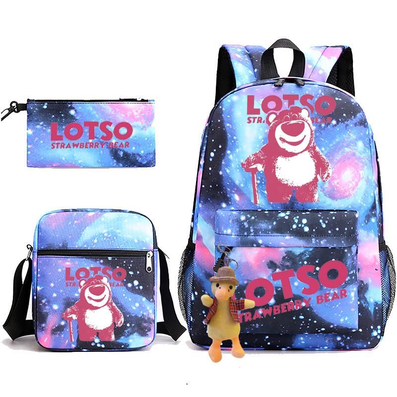 3 Piece School Backpack Set for Students Large Capacity Oxford Cloth Schoolbag with Shoulder Strap and Pencil Case