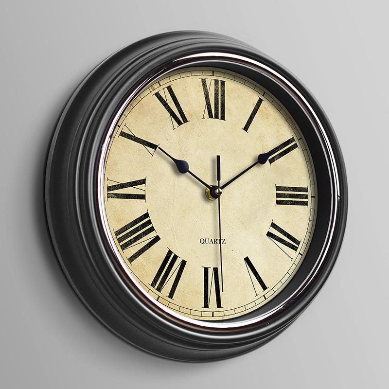 Wall Clock Retro Round Shape Home Living Room Study Room Decoration Supplies