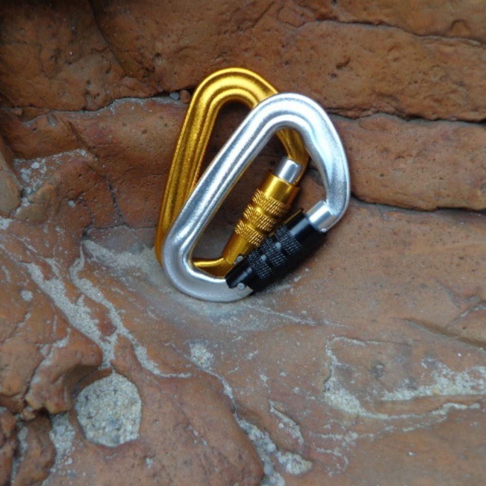 D-shaped Hammock Hook 12KN Professional Carabiner Snap Clip Safety Auto Lock Buckle  Fishing