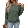Maglione Casual da Donna a Maniche Lunghe con Orlo Pieghettato