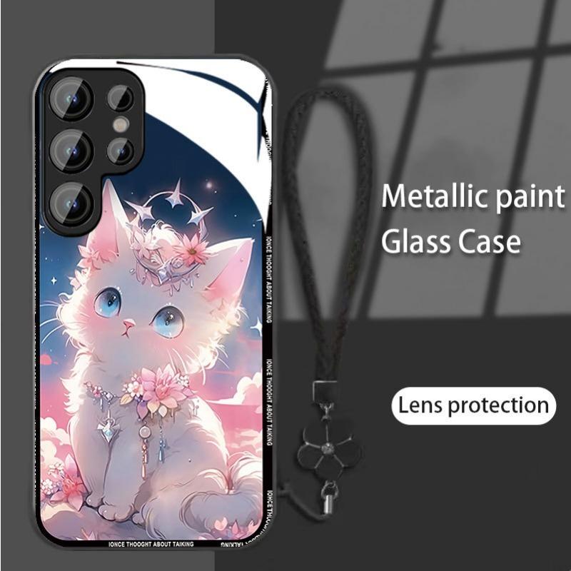 Katzen Geeignet für Samsung S24PLUS Handyhülle S23 Mädchen S22 Hautfreundlich A52 Glashülle A54 Rundumschutz A14