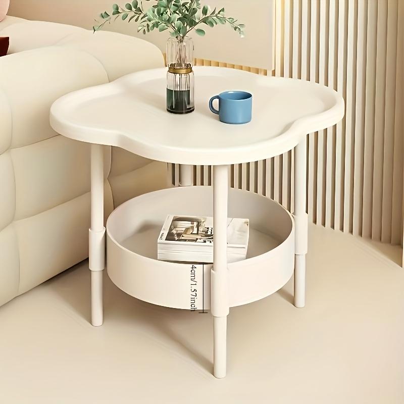 [Stylish Side Table] Stylish Modern Round Side Table with Storage Shelf | Space-Saving, Lightweight for Living Room, Bedroom