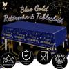 GREHUMOR Happy Retirement Tablecloth 3Pcs-Retirement Party Decorations Blue Gold Tablecloth for Women Men Plastic Rectangle Disposable Table Cover