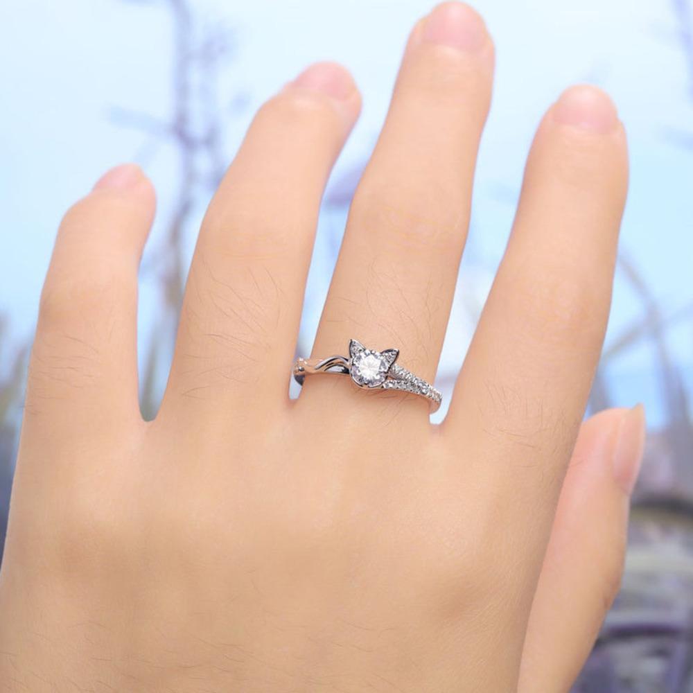 WOSIKATE Light Luxury Zirconia Cat Ring For Women   CopperFashion Jewellery Cute Party Gift Finger Ring Accessories