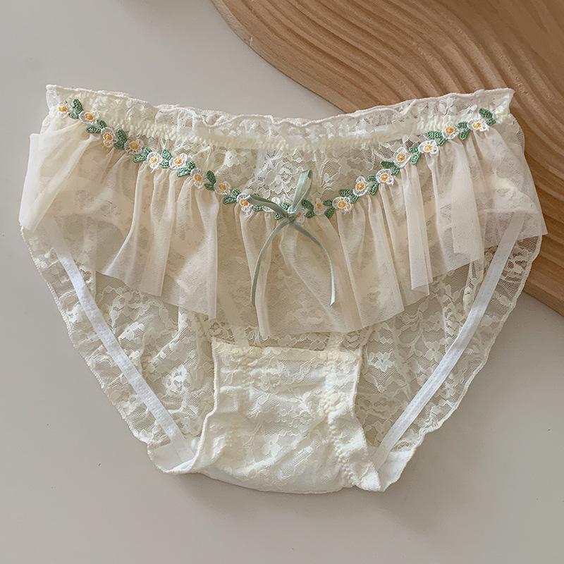 Slip Triangle Respirant en Coton pour Femme - Été Nouveau Sexy Doux Dentelle Fil