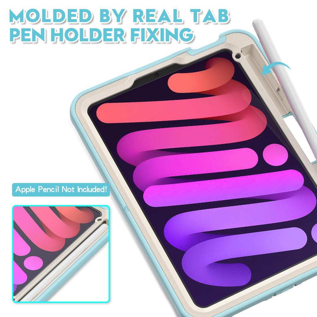 iPad Mini 6 Protective Case with Rotating Stand & Large Handle