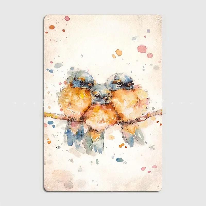 Little Bluebirds Metal Sign Cinema Kitchen Bar Cave Vintage Painting Dcor Tin Sign Poster