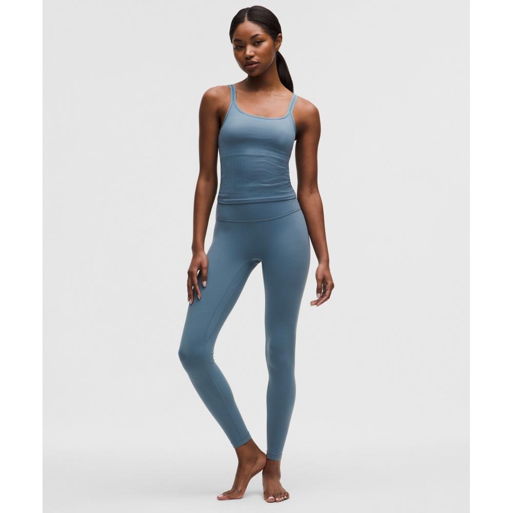 Lululemon EBB To Street SCoop NeCk Cropped Tank Top  Light Support  B C Cup Steel Blue Steel Blue