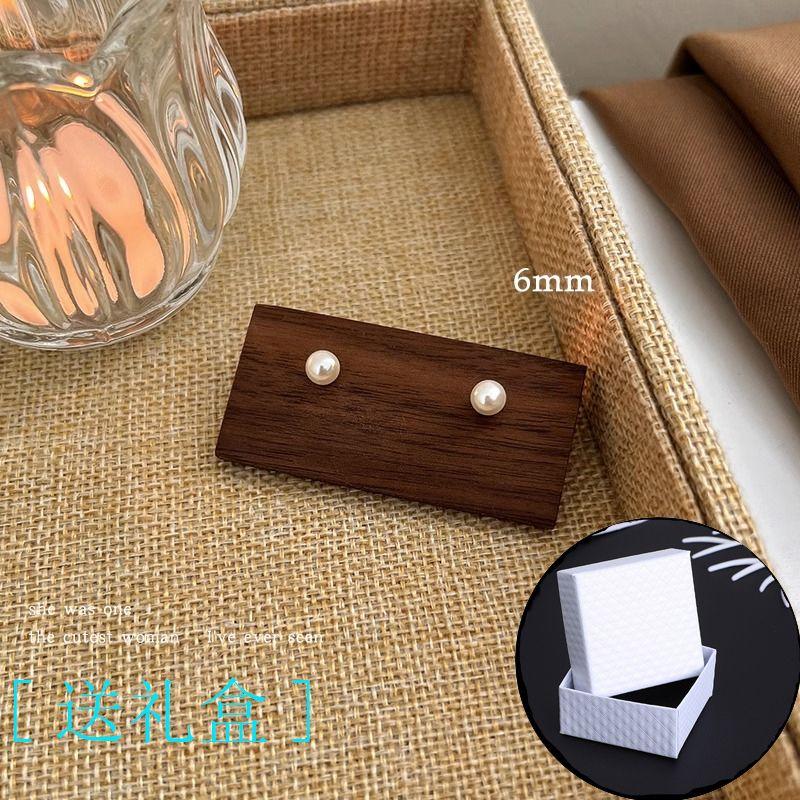 

Niche Style 925 Sterling Silver Women s Stylish Pearl Stud Earrings fever with pearl earrings 6mm