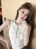 Women's Retro White Lace-Up Camisole Vest - Sweet & Spicy Style for Summer 2026