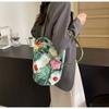Fashion Floral Pattern Canvas Bucket Bag Women's Shoulder Bag Casual Large Capacity Handbag