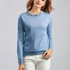 Autumn Winter Women's Crew Neck Beaded Pullover Sweater Long Sleeve Loose Solid Color Stretchy Knit Sweater