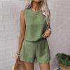 A New Summer Fashion Loose and Elegant Sleeveless Top and Shorts Two-piece Set for Women