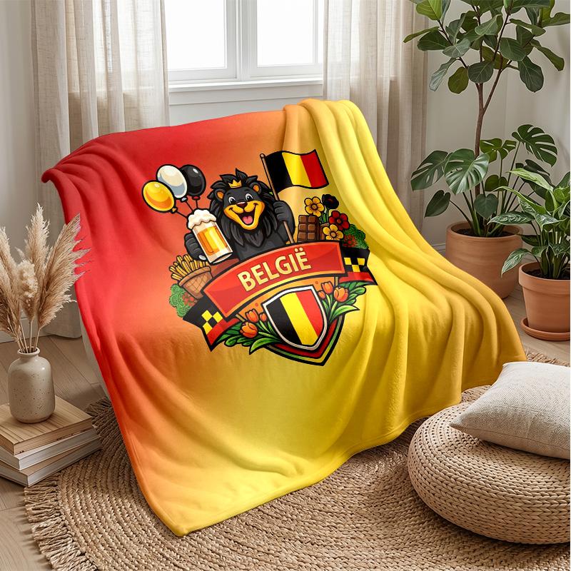 Couverture Flottante Imprimée Football Belgique Douce pour la Peau Chaude Décorative pour Canapé Lit Intérieur Usage Quotidien