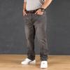 Podzimní džíny s vysokým pasem, vysoce strečové, volného střihu s rovnými nohavicemi pro muže, elastické kalhoty plus size