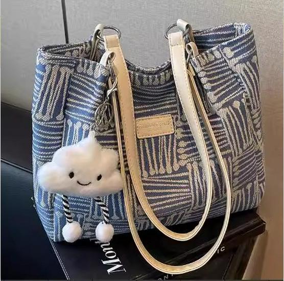 

2025 Women s Autumn/Winter Versatile Canvas Tote Bag - High-End, Large Capacity, Single Shoulder Design