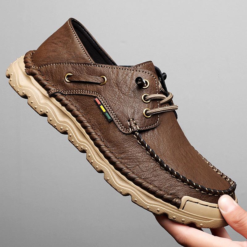 2024 Autumn Men s Genuine Leather Casual Outdoor Lace-up Shoes - Hand-stitched Best Sellers 42