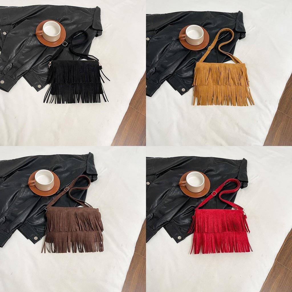 Bohemian Suede Fringe Purse Small Crossbody Bag For Daily Use
