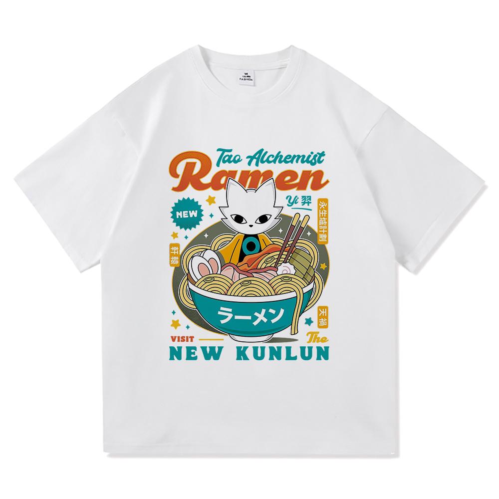 Funny Cute Nine Sols Yi Ramen T Shirt Men/Women Japanese Anime Noodles T-Shirt Unisex Video Game Vintage Sand Cotton Tees Shirts
