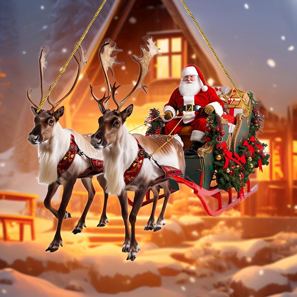 Weihnachten, Weihnachtsmann, Rentier, Dekorative Anhänger, Acryl, Verandadekorationsanhänger, Weihnachtsgeschenke an Menschen verteilen