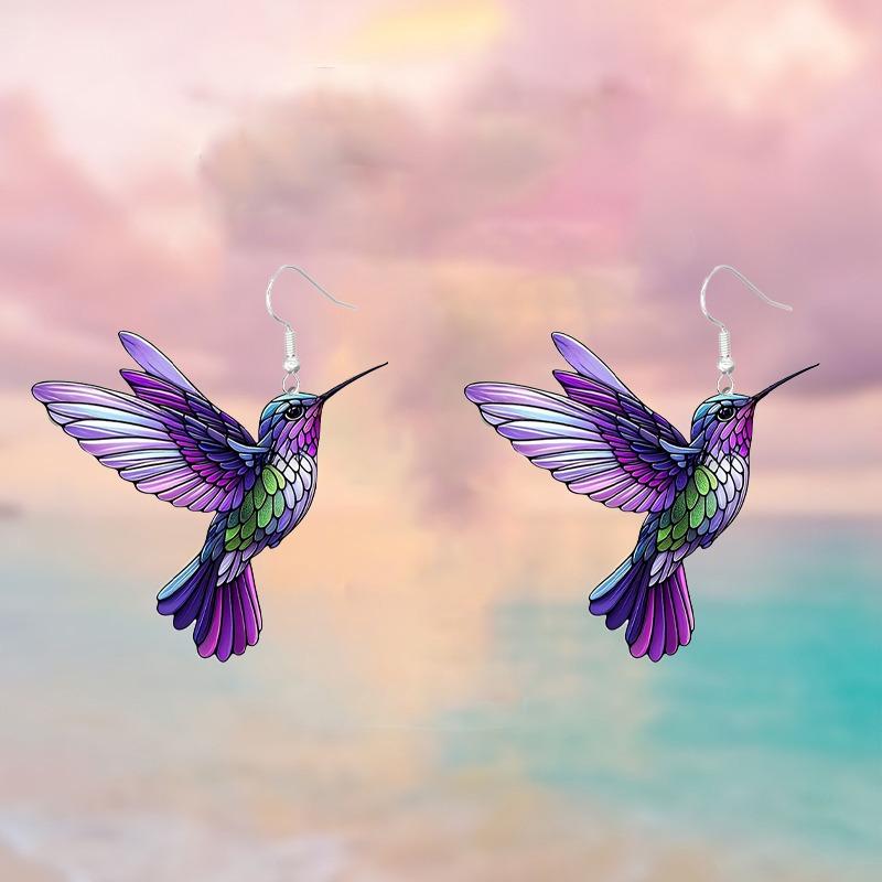 2024 Retro Spring Acrylic Bird Earrings - Colorful European & American Design