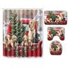 Christmas Shower Curtain Floor Mat Combination Four-Piece Set Bathroom Toilet Carpet Shower Room Mat Foot Mat