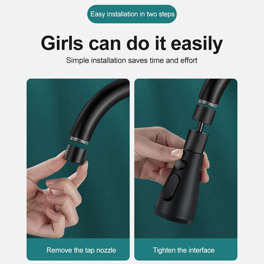 Duschkopf Küchenarmatur 360° drehbar Küchenspülbecken Hochdruckarmatur Sprühkopf Ersatz Küchenarmatur Verlängerungstaste