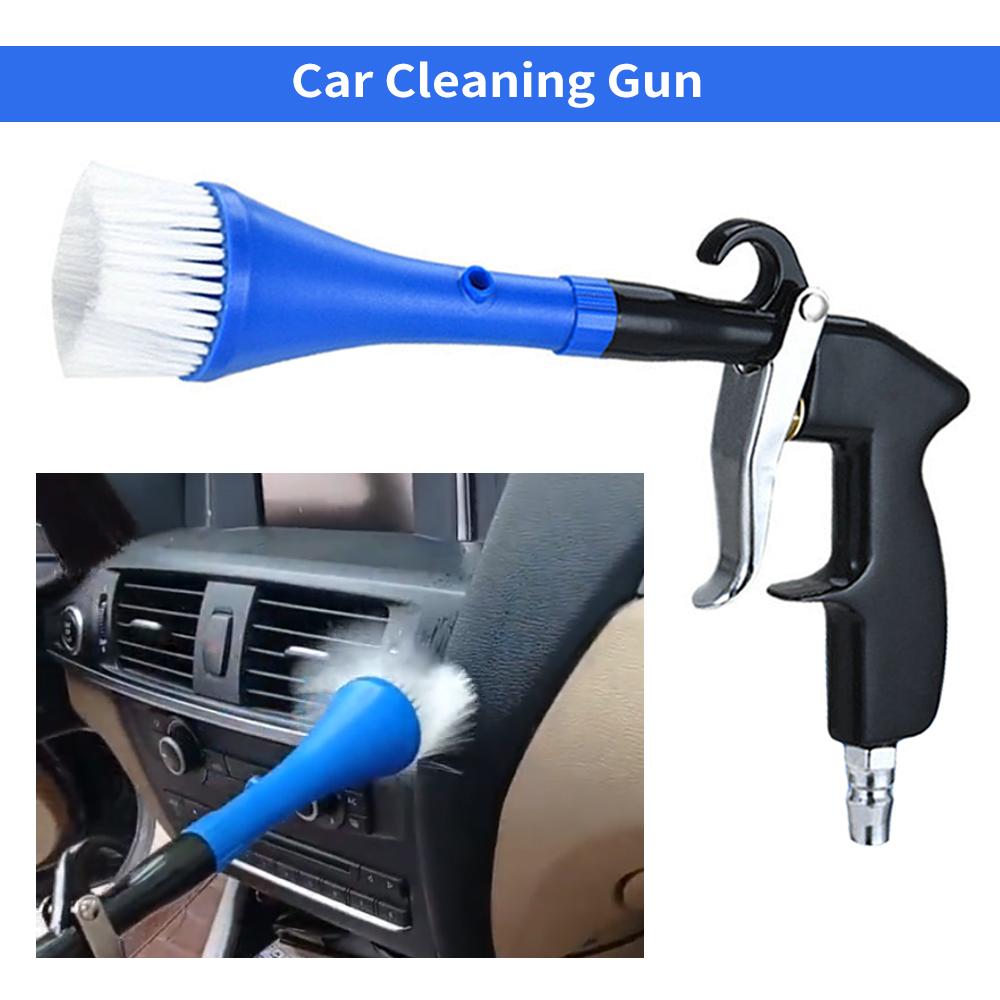 Car Cleaning Gun Tools Air Blow Gun Dry Brush Cleaning Gun with 2 Nozzles 1 4inch Air Inlet Adapter 360 Degree Rotate