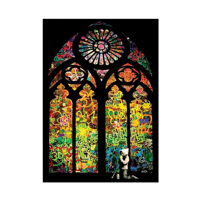 

Витражи Бэнкси, церковь, холст, живопись, современные принты и постеры, настенные художественные картины Бэнкси для гостиной, домашний декор 21*30cm