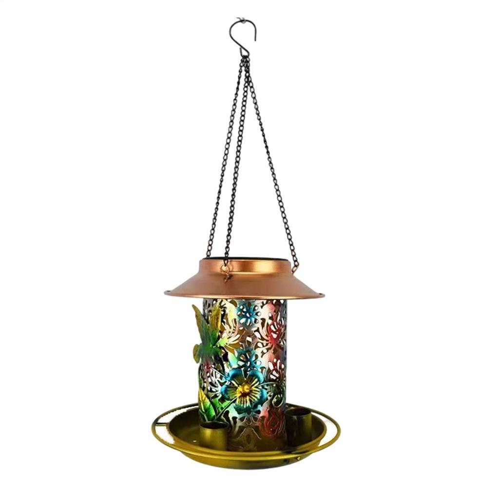 Outdoor Bird Feeder With LED Light Waterproof Garden Decor Bird Feeder Station For Balcony For Outdoor Yard Pathway Farm Patio